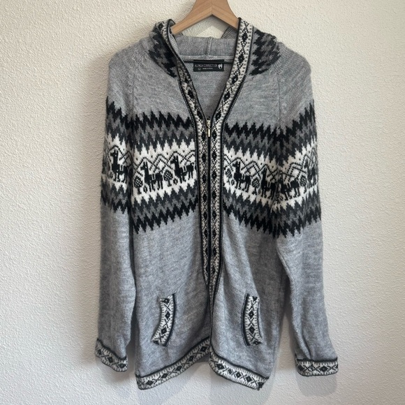 Alpaca Connection Knit Sweater Hoodie Jacket Women's Medium Aztec Southwestern - Picture 1 of 9